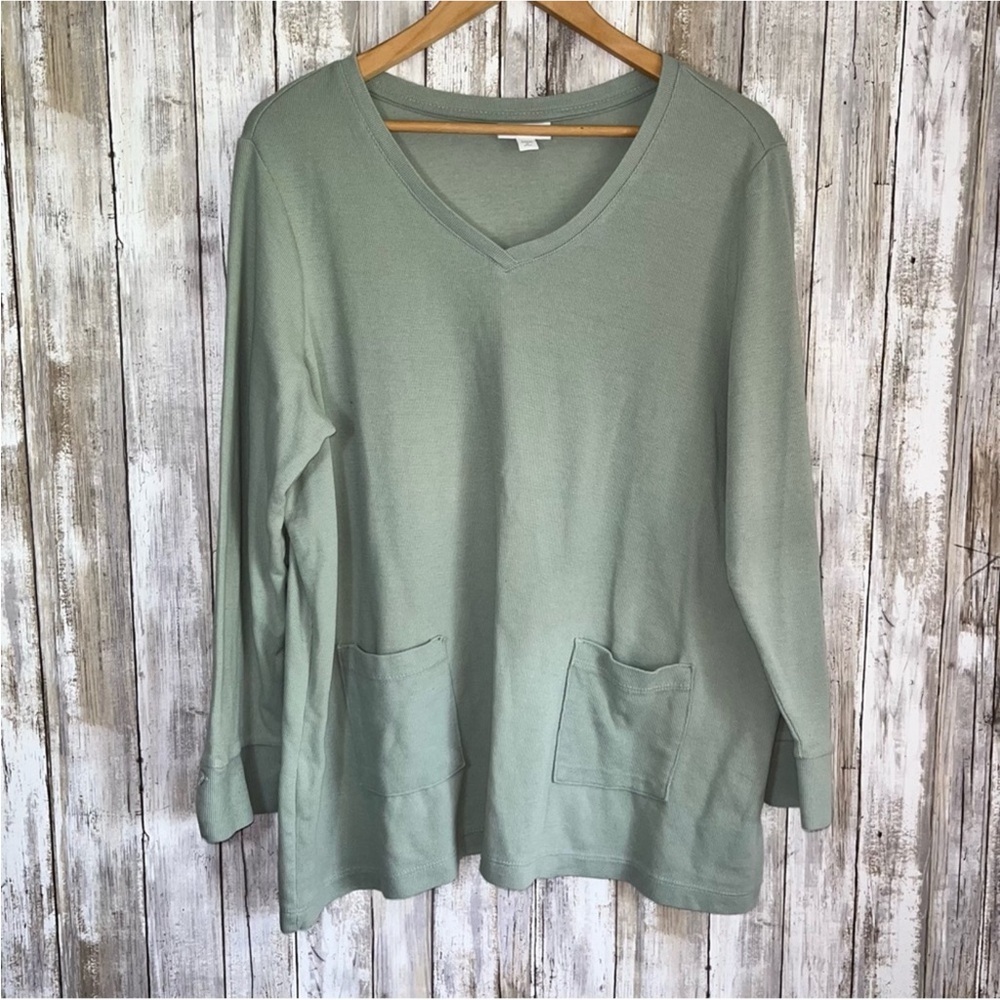 J. Jill Mineral Green Textured Patch Pocket Tunic - Picture 2 of 6